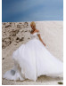 Off Shoulder Beaded White Lace Tulle Sweet Wedding Dress